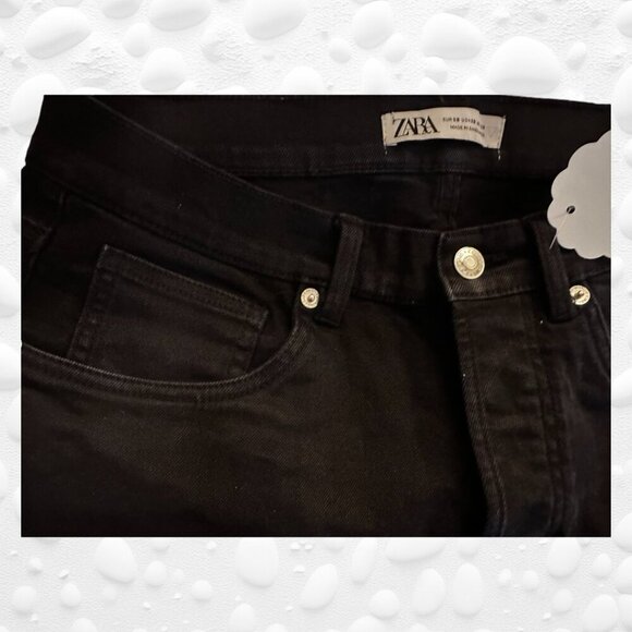 ZARA STRETCH BLACK SKINNY JEANS - BUTTON FRONT - 30" - Picture 5 of 7